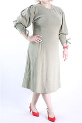 שמלת פוטר מעוצבת בירוק חאקי- L